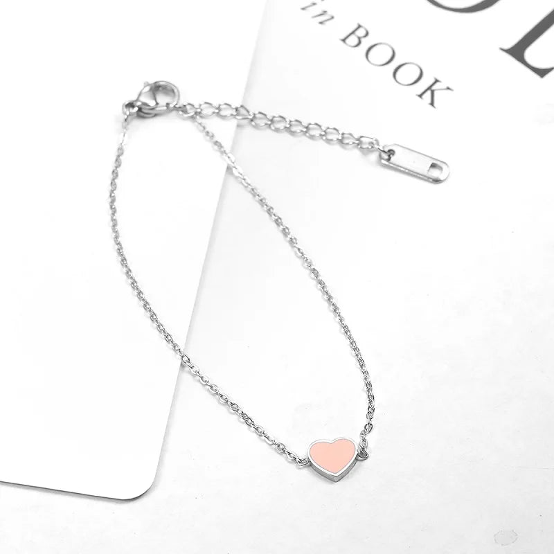 charm chain link heart bracelet charms femme female braclet braslet friendship bracelets for women stainless steel jewelry