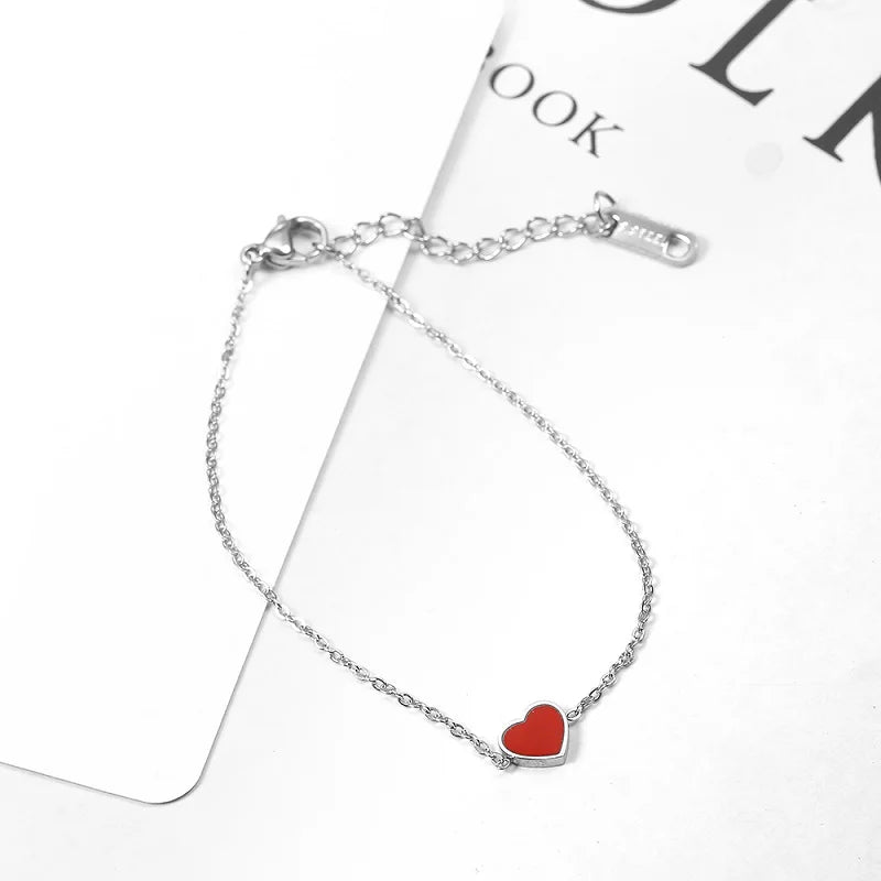 charm chain link heart bracelet charms femme female braclet braslet friendship bracelets for women stainless steel jewelry