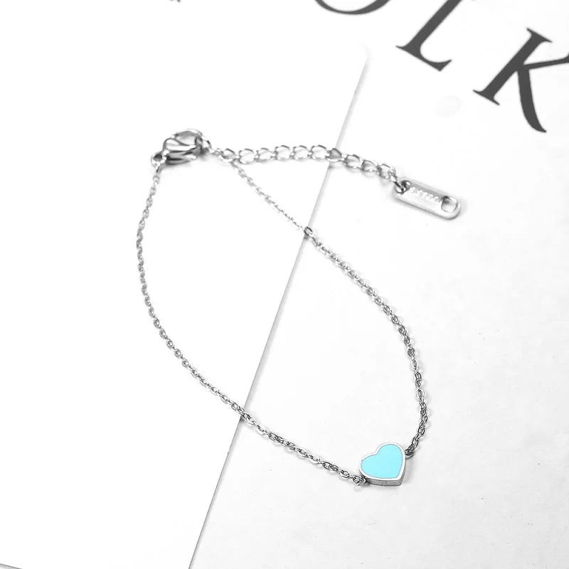 charm chain link heart bracelet charms femme female braclet braslet friendship bracelets for women stainless steel jewelry