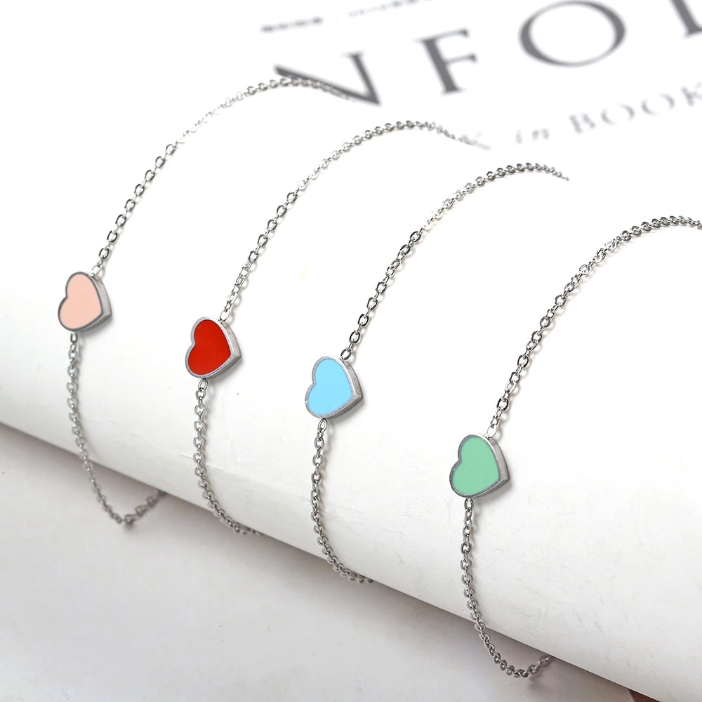 charm chain link heart bracelet charms femme female braclet braslet friendship bracelets for women stainless steel jewelry