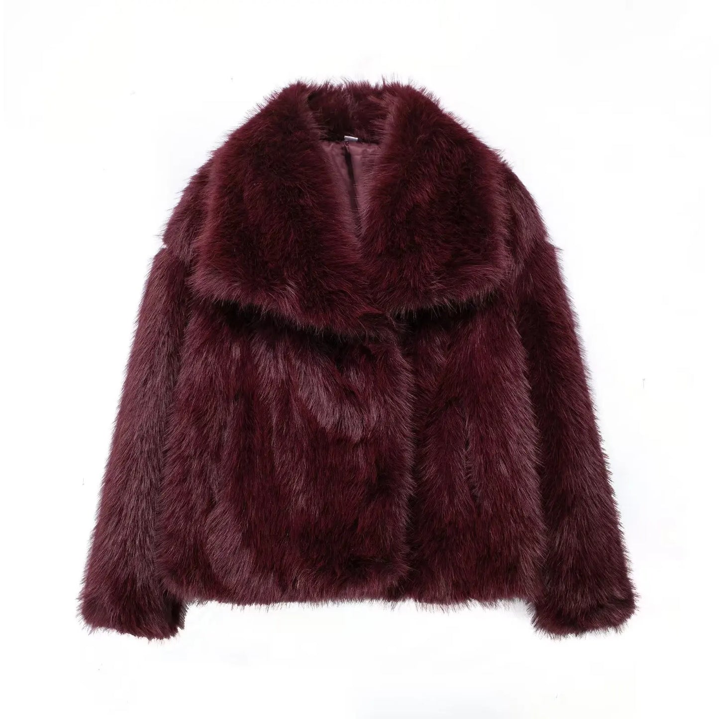 Women's Fashion Winter Solid Thick Warm Faux Fur Coat Lapel Collar Long Sleeves Female Chic Lady Casual Outfits Winter Coats