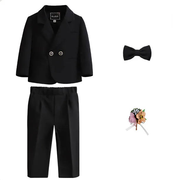 Kid Boys Formal Pink Suit Boy Child Wedding Suit Elegant 2-14Y Boys Suits Outfits Set Gentlemen Kid Jacket Vest Pant Bowtie Suit