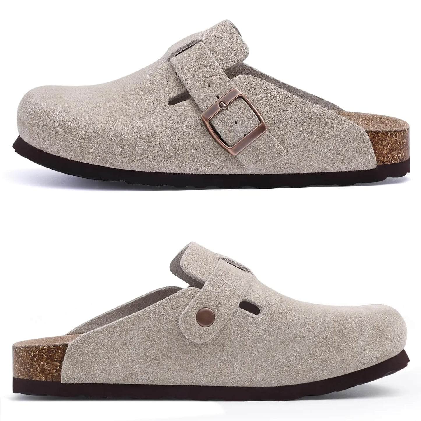 Asgard Women Men Suede Leather Clogs Slippers Fashion Unisex Cork Footbed Sandals Outdoor Antiskid Mules Shoes with Arch Support