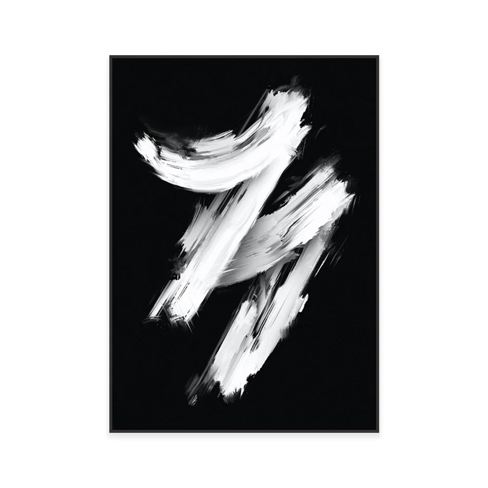 Modern abstract medieval brushstroke poster black and white canvas painting wall art print living room home decor