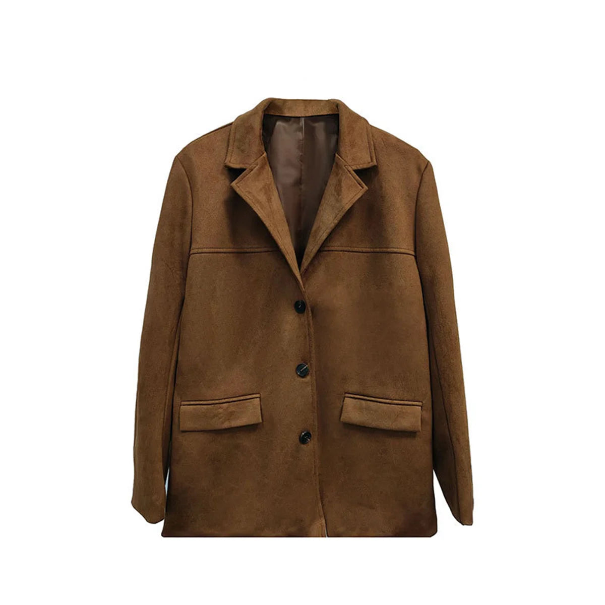 Women Fashion Vintage Leather Jacket 2025 Autumn Winter New In Solid Lapel Single Breasted Coat Street Loose Blazer Outfit Coats