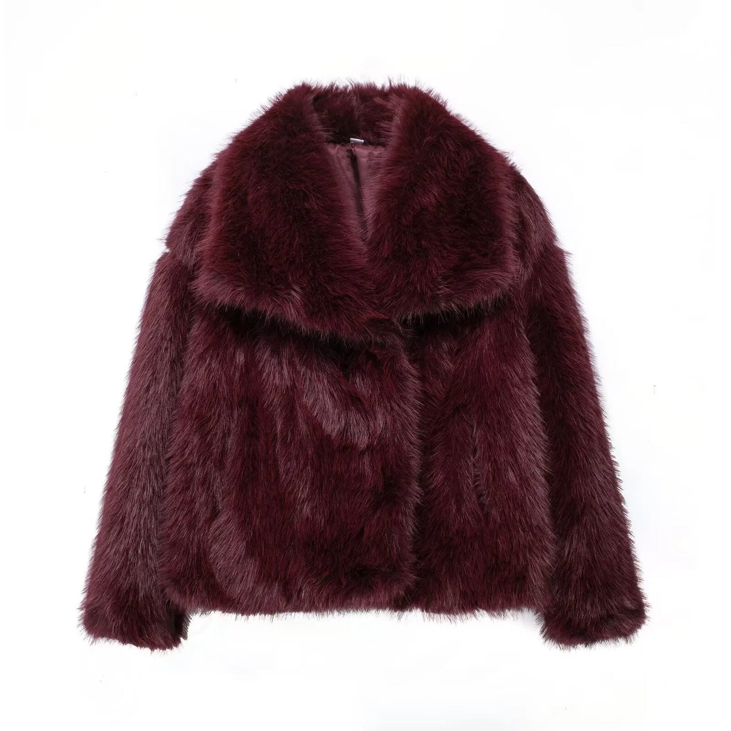 Women's Fashion Winter Solid Thick Warm Faux Fur Coat Lapel Collar Long Sleeves Female Chic Lady Casual Outfits Winter Coats