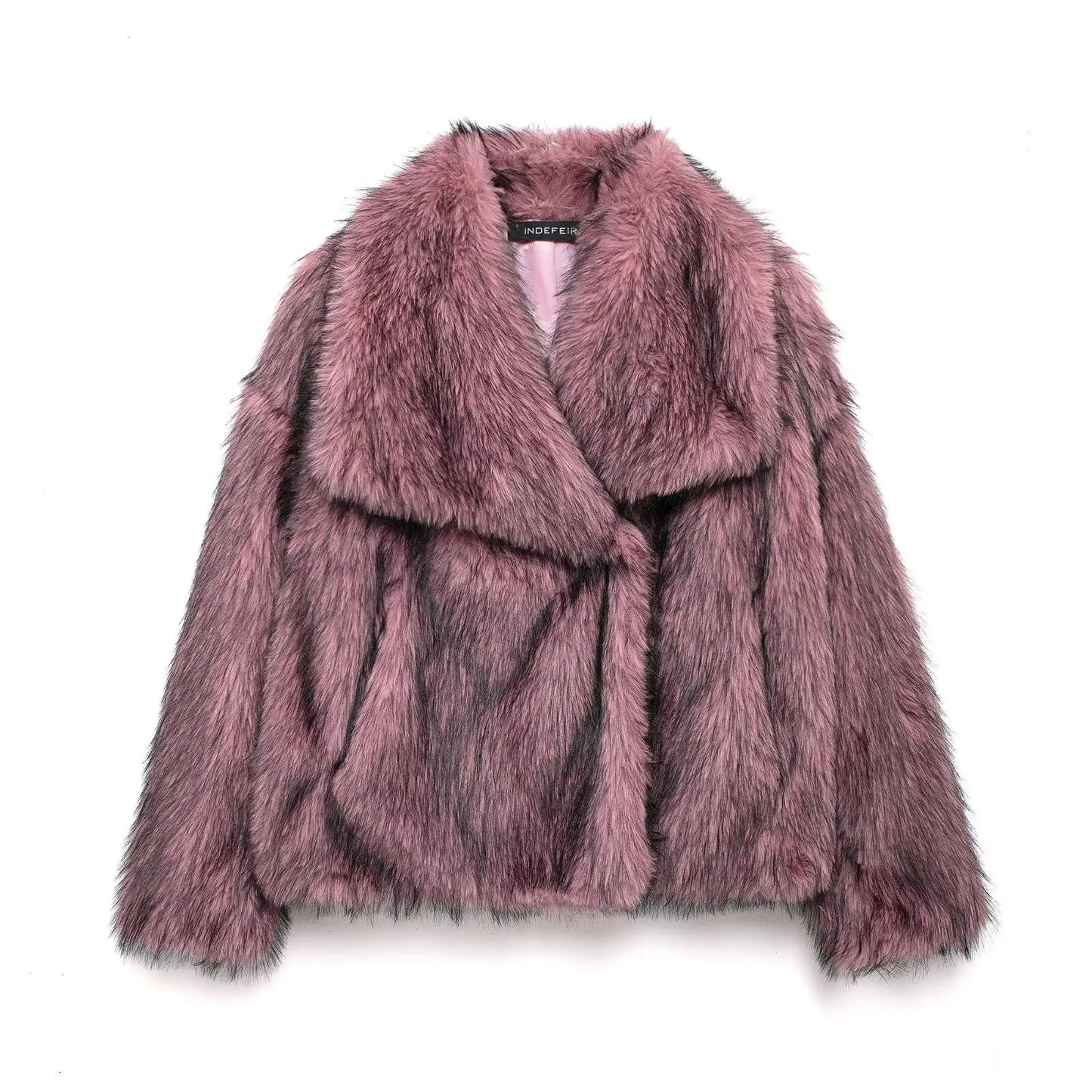Women's Fashion Winter Solid Thick Warm Faux Fur Coat Lapel Collar Long Sleeves Female Chic Lady Casual Outfits Winter Coats