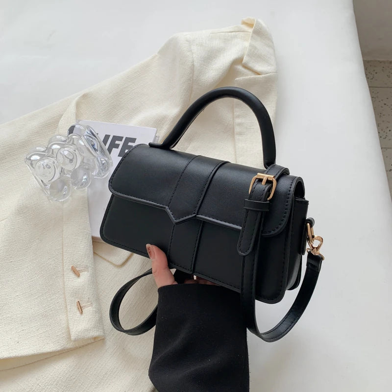 Pu Leather Shoulder Bag for Women Handbag - Fashion Crossbody Bags Vintage Underarm Bag Square Satchel (Black)