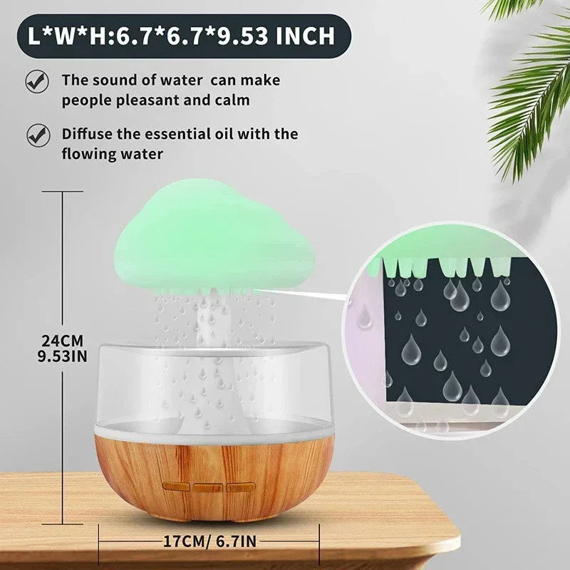 Cloud Humidifier Rain Colorful Mushroom Raindrop Sleep Aid Atmosphere Lamp Night Light Essential Oil Humidifier Room Desktop