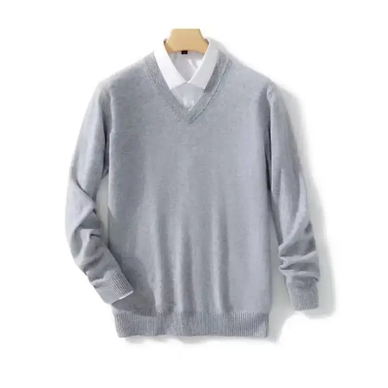 Fashion Men's Sweaters Casual Slim Fit Basic V Neck Knitted Sweater Pullover Male Autumn Winter Warm Knitwear Tops Mens Clothes