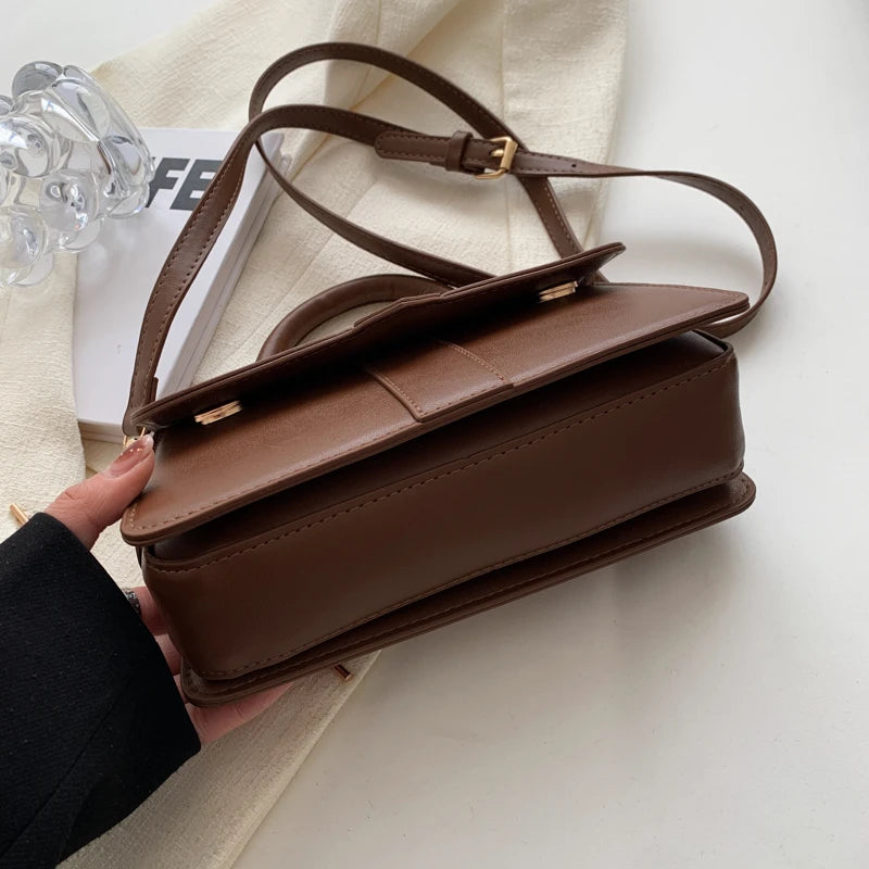 Pu Leather Shoulder Bag for Women Handbag - Fashion Crossbody Bags Vintage Underarm Bag Square Satchel (Black)