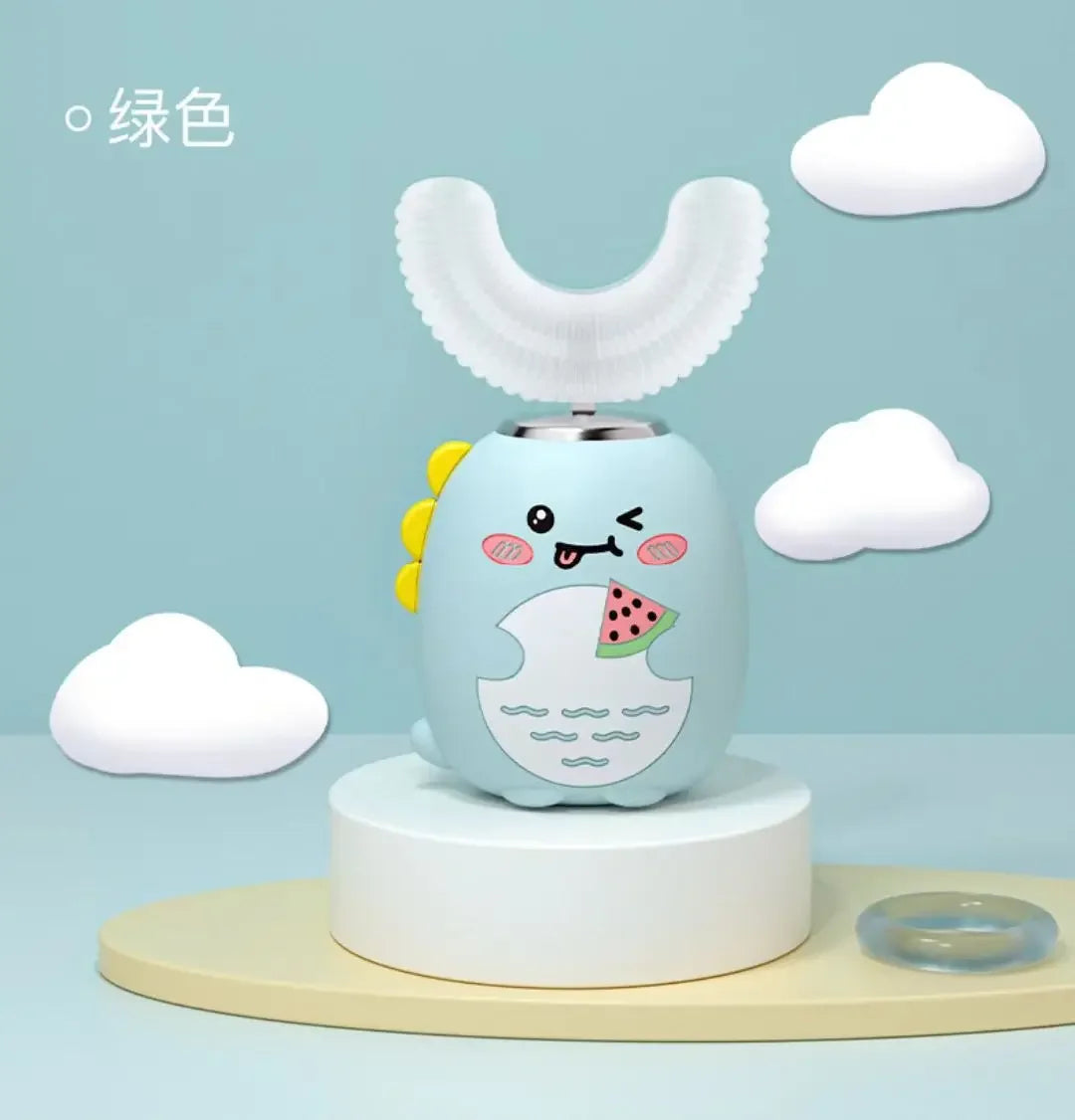 Children U-shaped Electric Toothbrush 360 Degrees Smart Cartoon Kids Silicone Toothbrush Automatic Rechargeable Sonic Toothbrush