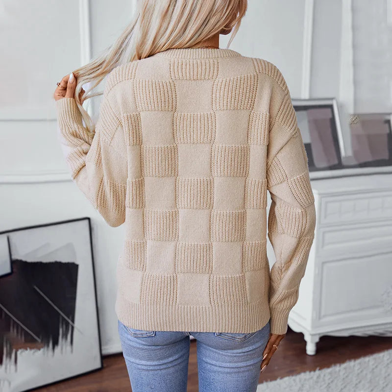Women's Solid Color O-Neck Casual Pullover