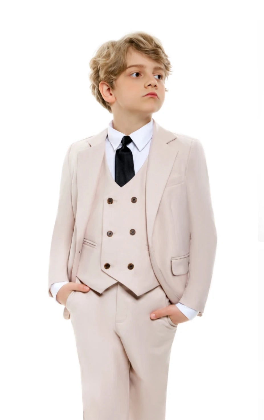 Vintage Brown Formal Suit Set for Kids, 3-14 Years Boy's Tuxedo Set, Blazer, Vest, Pants, Bow-tie, Graduation Party Dresswear