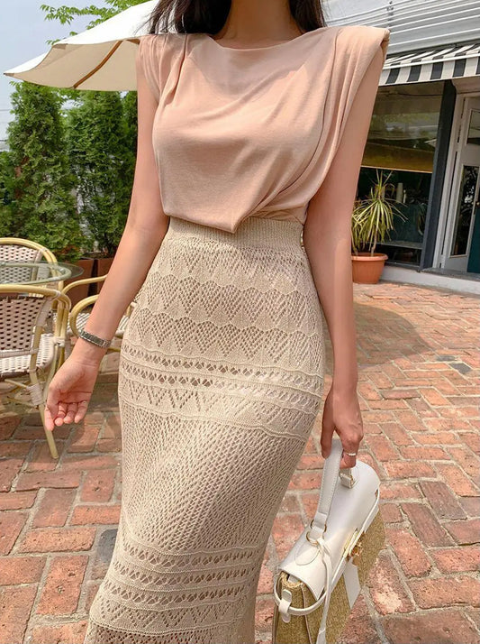 Women Skirt Summer Long Skirts Midi High Waist Girls Solid Vintage Skrits Sexy A Line Harajuku Skirt Y2k Kawaii Lace Pleated
