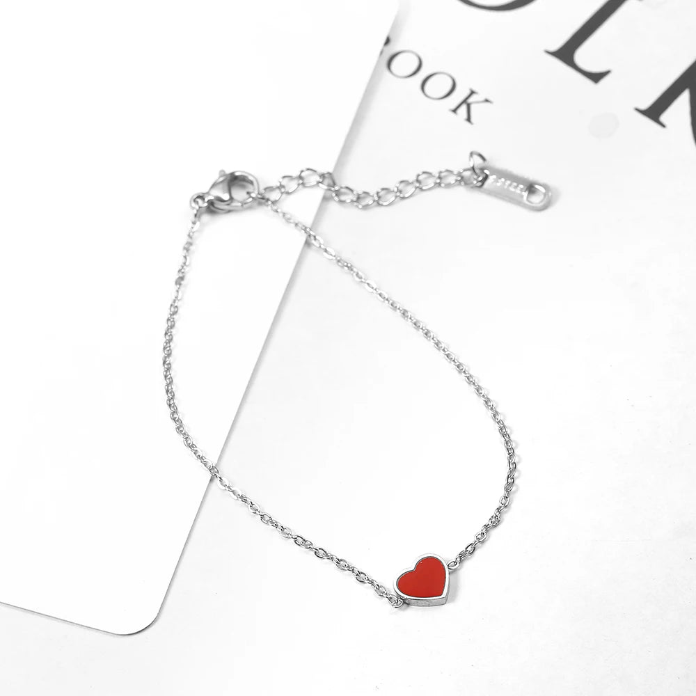 charm chain link heart bracelet charms femme female braclet braslet friendship bracelets for women stainless steel jewelry