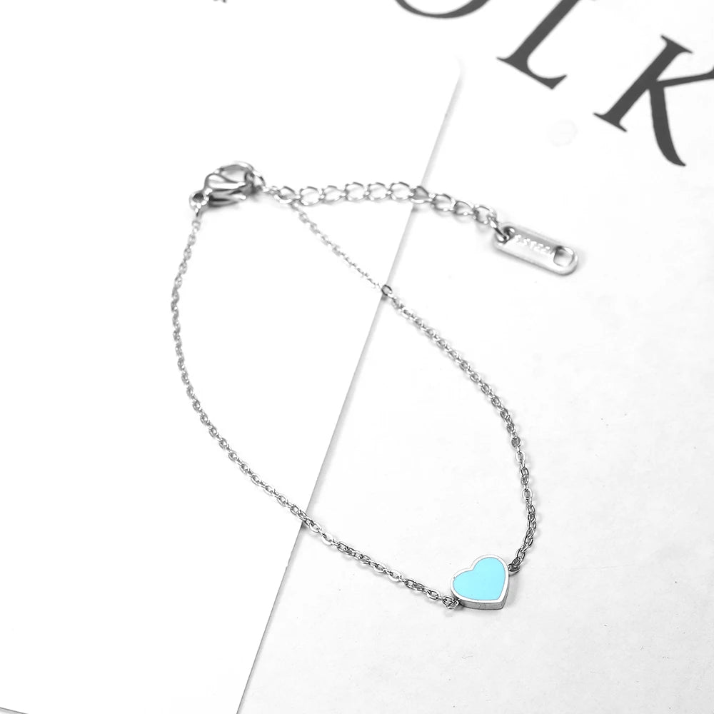 charm chain link heart bracelet charms femme female braclet braslet friendship bracelets for women stainless steel jewelry
