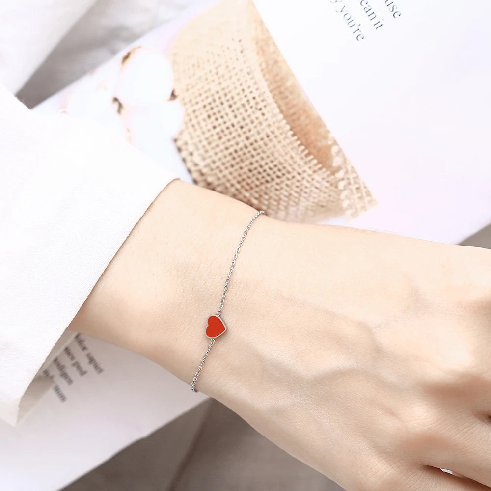 charm chain link heart bracelet charms femme female braclet braslet friendship bracelets for women stainless steel jewelry