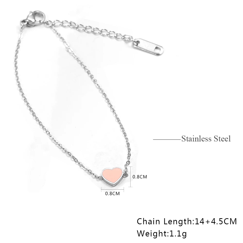 charm chain link heart bracelet charms femme female braclet braslet friendship bracelets for women stainless steel jewelry
