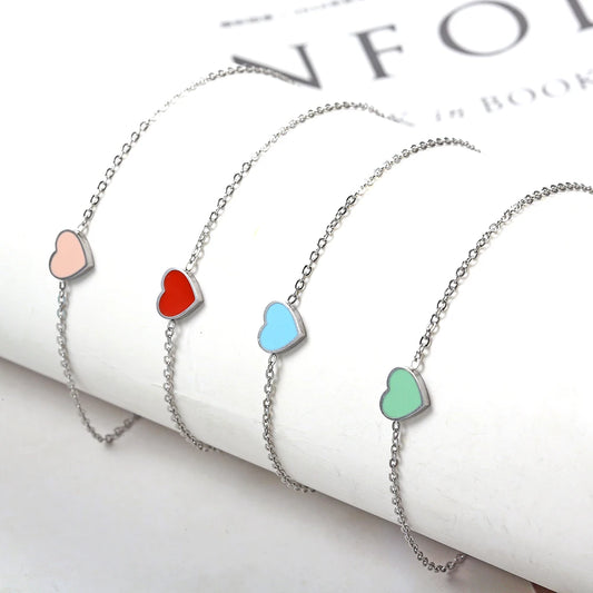 charm chain link heart bracelet charms femme female braclet braslet friendship bracelets for women stainless steel jewelry