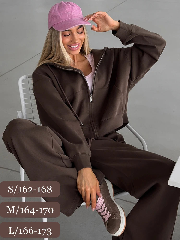 Autumn Women's Tracksuit with Zipper and Trousers Gary Casual Two Piece Set Women Casual Yellow  Pant Sports Suit with A Hood