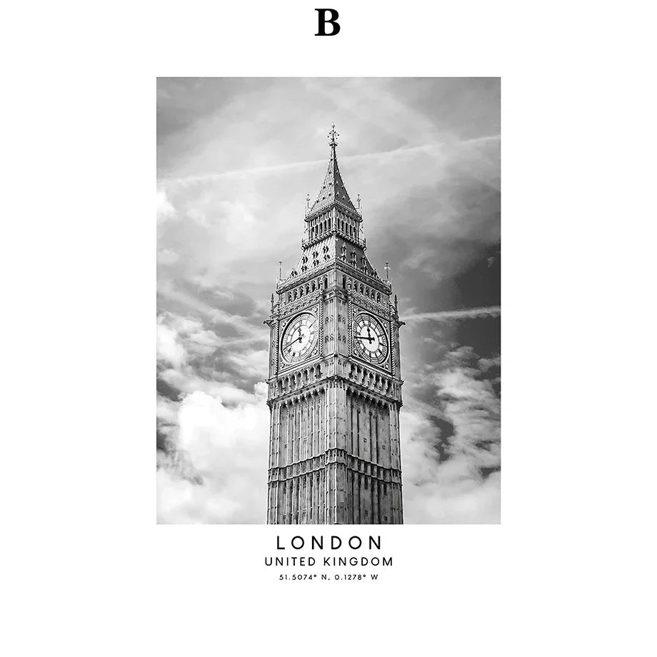 London Brisbane Pisa Paris Bambeck Black And White Architecture Fashion Wall Art Canvas Painting Nordic Poster  Room Decor
