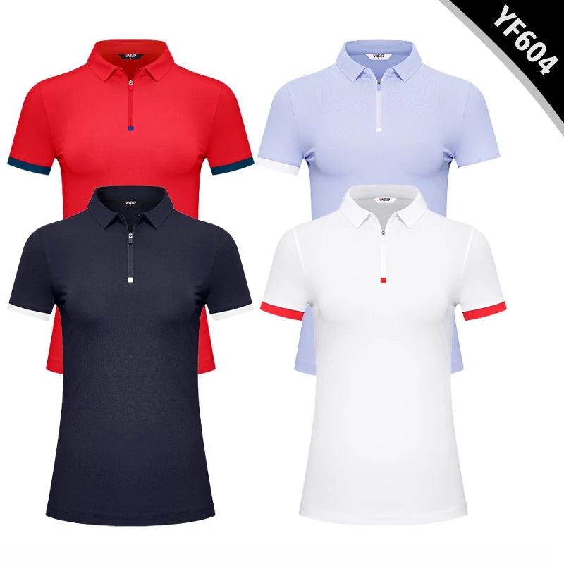 PGM Women Golf Trainning T Shirts Team Clothing Short Sleeve Polo Shirt YF604