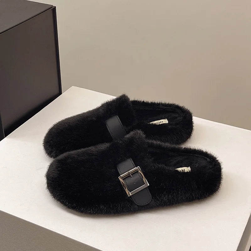 Women's Slippers, Winter Comfortable Plush Warm Casual Slippers Outdoor Fashionable Plush Women's Shoes Pantuflas Mujer