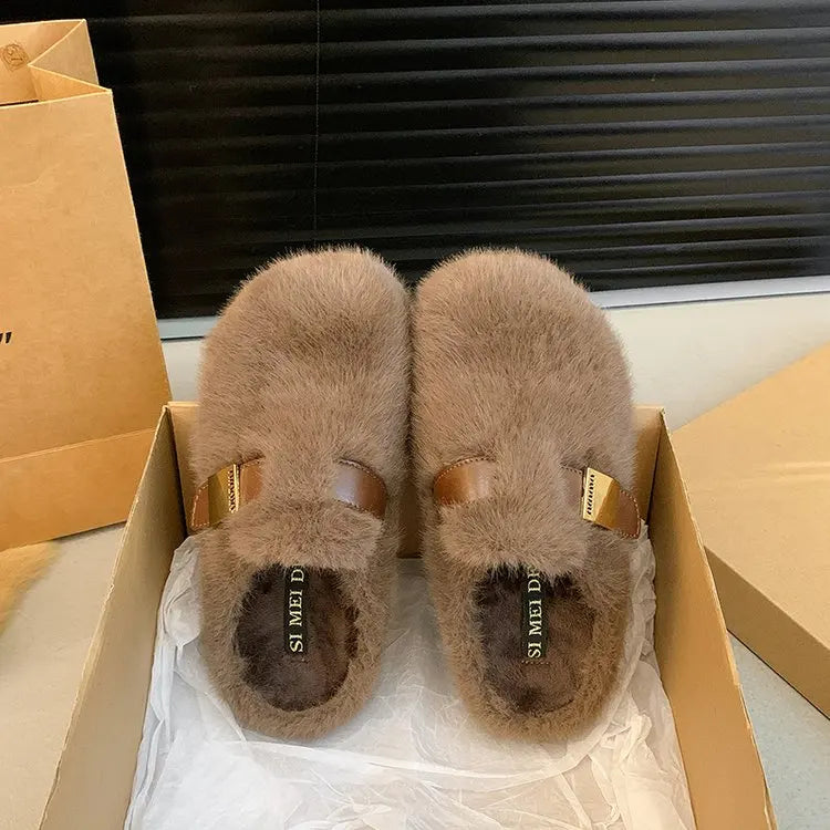 Platform Slippers for Women 2025 New Autumn and Winter High-end Baotou Cotton Slippers