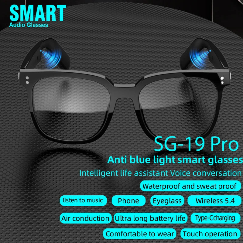 2025 New SG-19 Pro Smart Glasses Bluetooth Glasses Magnetic Polarized Night Vision Lenses Anti Blue Light Glasses Sunglasses