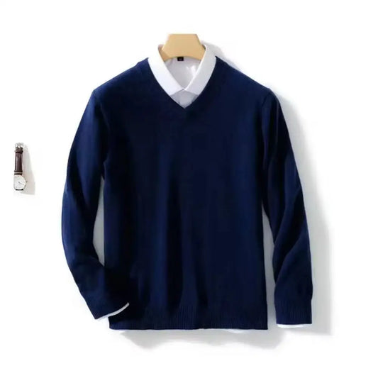 Fashion Men's Sweaters Casual Slim Fit Basic V Neck Knitted Sweater Pullover Male Autumn Winter Warm Knitwear Tops Mens Clothes