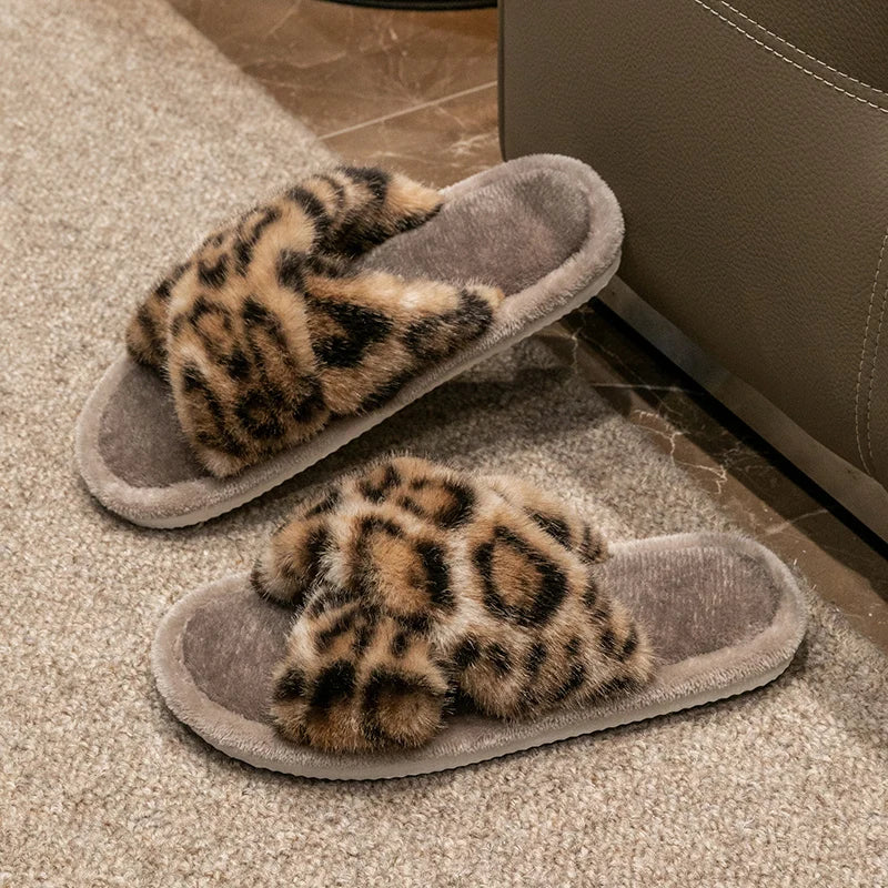 Men's Leopard Print Slide Slippers - Breathable Open-Toe House Shoes with Non-Slip Soft Sole, Comfortable Unisex Indoor/Outdoor