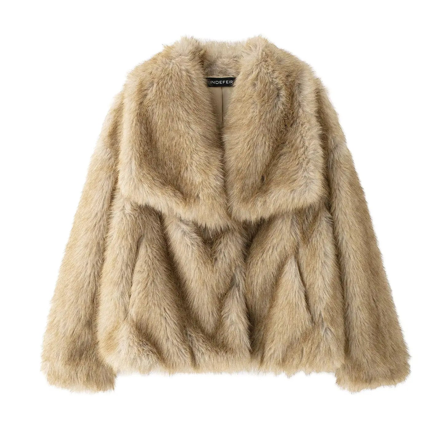 Women's Fashion Winter Solid Thick Warm Faux Fur Coat Lapel Collar Long Sleeves Female Chic Lady Casual Outfits Winter Coats