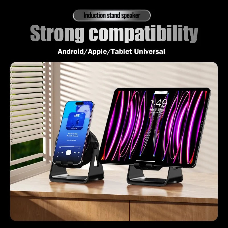 Portable Smart Induction Speaker Wireless Bluetooth 5.3 Outdoor Indoor Sport HIFI Speaker Phone Holder High-Quality Speakers
