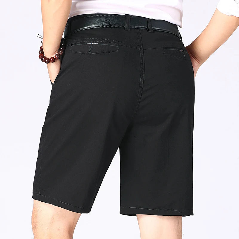 Summer Workwear Men's Cotton Dress Shorts Business Casual Knee Pants Classic Khaki American Style Streetwear Golf Social Shorts