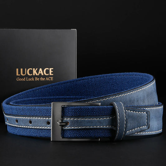LUCKACE Design Stylish Canvas Mens Belt Pants Jeans Casual Belts Youth Casual Splicing Belts for Men Women