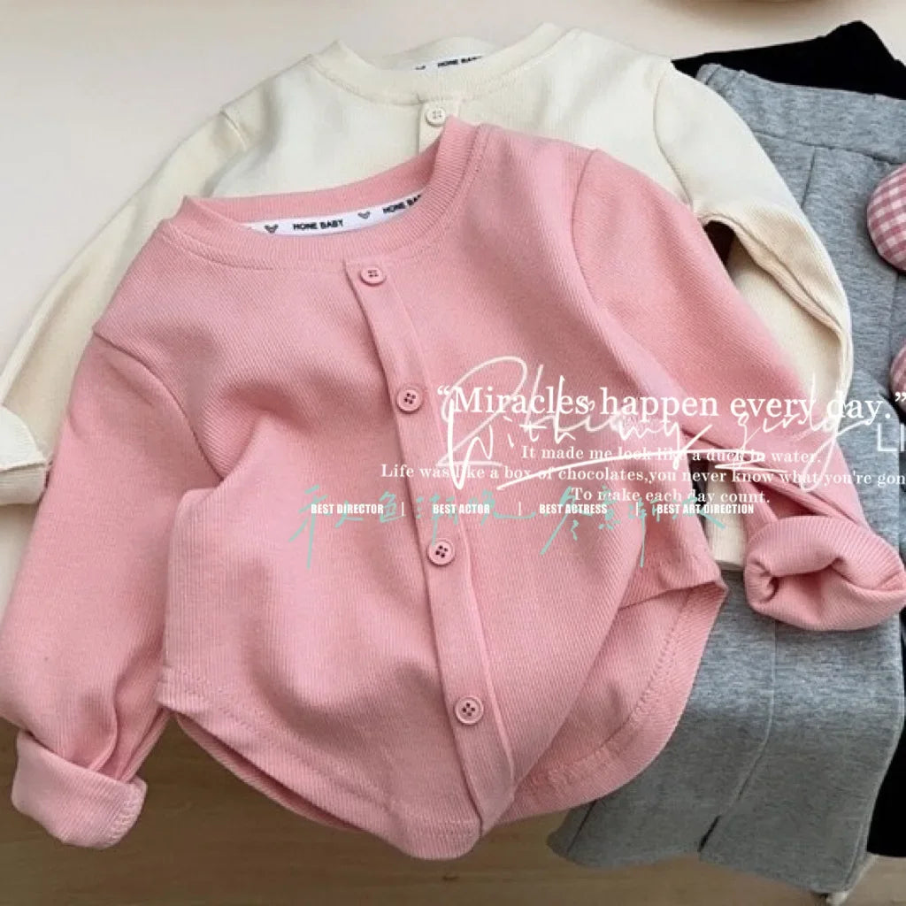 Children's T-Shirts Slim Top Solid Color Fashion Breasted T-shirt Long Sleeve Girls Play Undershirt Kids Clothes for Girls