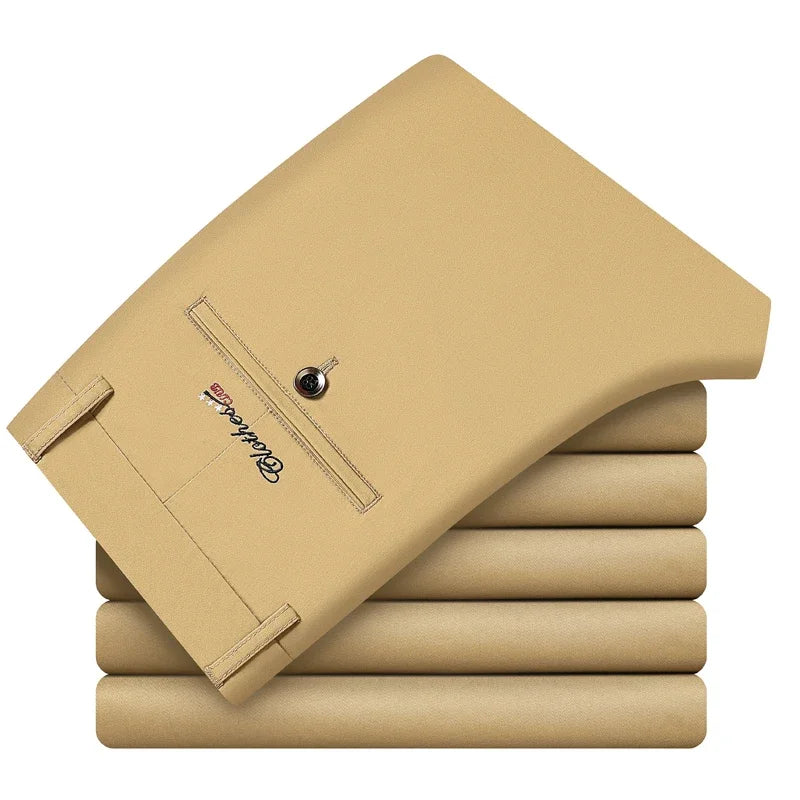 6 Colors Casual Shorts Men Summer New Fashion Business Straight Elastic Thin Short Pants High Quality Male Clothes Khaki Beige