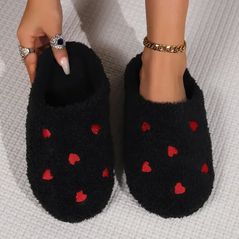 Women's Carpet Soft Bottom Mute Shoes Heart-Shaped Light Living Room Shoes Winter Indoor Comfortable Cute Silent Love Slippers