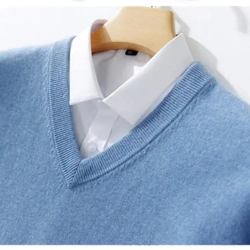 Fashion Men's Sweaters Casual Slim Fit Basic V Neck Knitted Sweater Pullover Male Autumn Winter Warm Knitwear Tops Mens Clothes