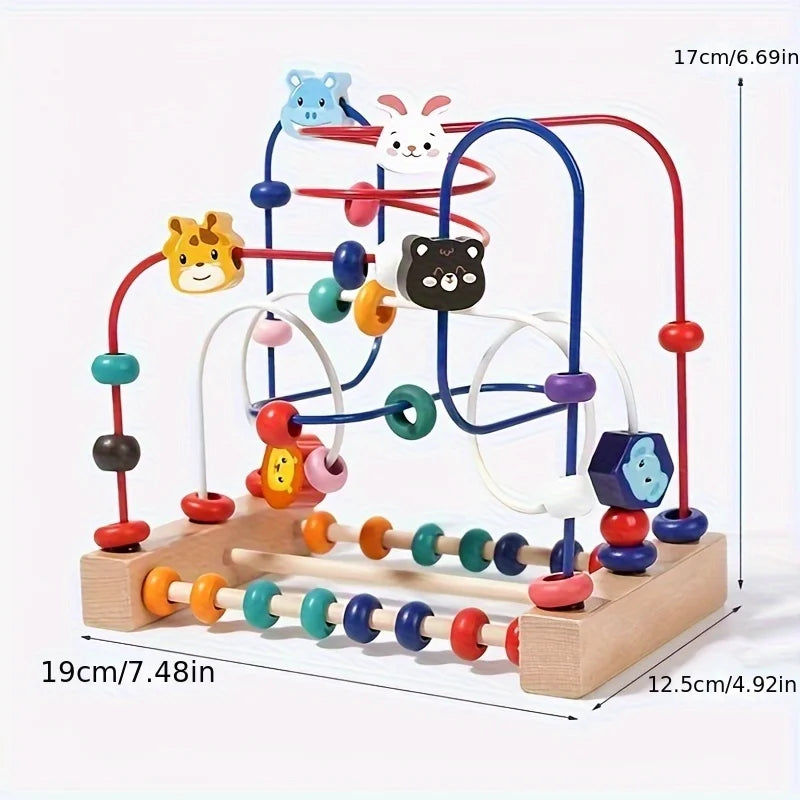 Baby Toddler Early Education Intelligence Building Blocks Beads Wooden Toys Attention Span Toys For Boys And Girls Ages 1 To 3