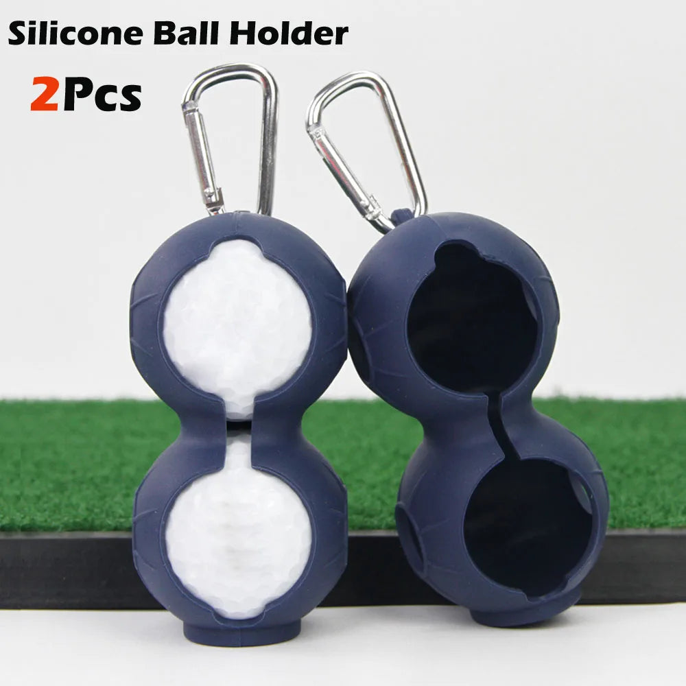 2Pcs Portable Mini Golf Ball Bag Protective Cover Soft Silicone Waist Holder Fall Resistant Keyring Golfing Accessories 2 Balls