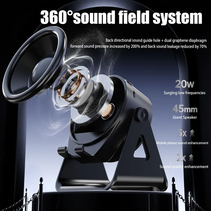 Portable Smart Induction Speaker Wireless Bluetooth 5.3 Outdoor Indoor Sport HIFI Speaker Phone Holder High-Quality Speakers