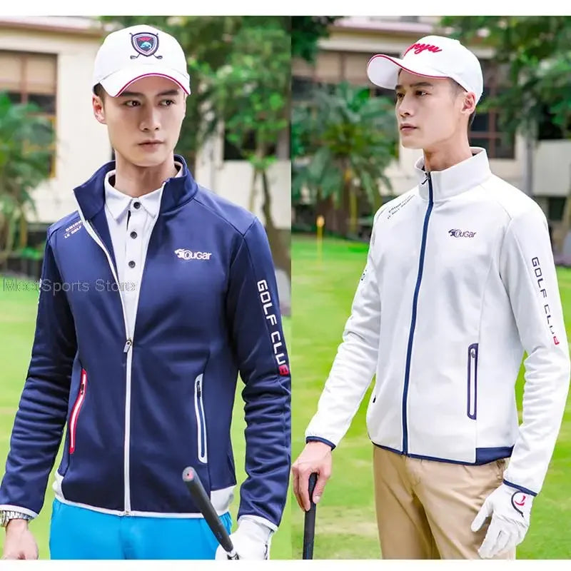 New Men Golf Jacket Winter Quality Thick Warm Velvet Jacket Windbreaker Male Windproof Casual Sports Coat Outdoor Golf Clothing
