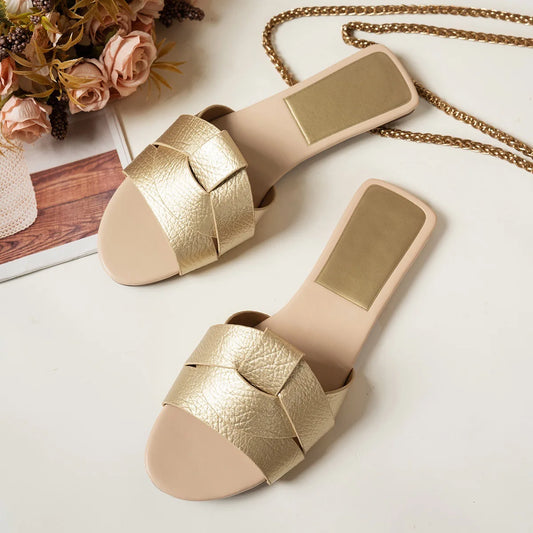 Slippers Women 2025 Summer New Designer Weaving Comfortable Casual Bottom Women's Sandals Trend Flat Slippers Zapatos De Mujer