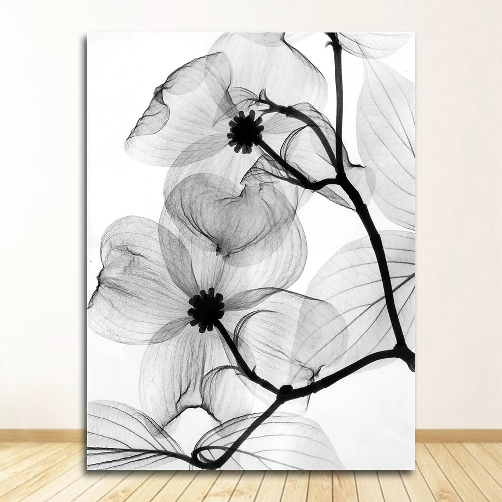 Wall Art Painting Decorative Picture Home Decor Nordic Black White Plant Abstract Flower Canvas Posters Canvas Prints Minimalist