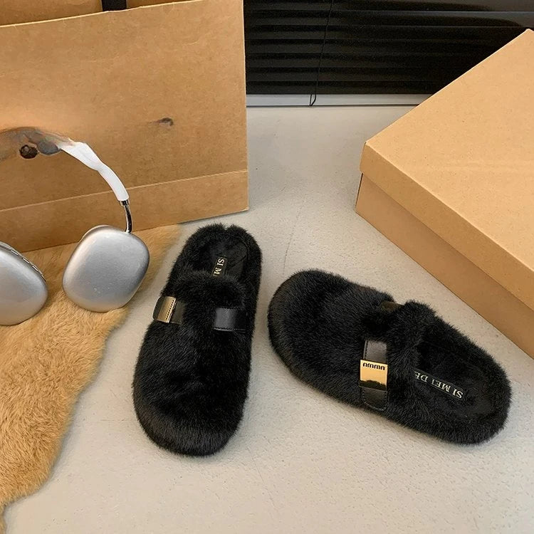 Platform Slippers for Women 2025 New Autumn and Winter High-end Baotou Cotton Slippers