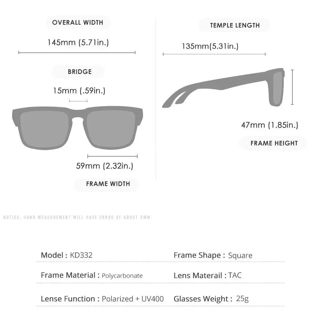 New KDEAM Square Men Polarized Sunglasses For Women Outdoor Sports Activities Glasses Fishing Golfing Eyeglasses With Package