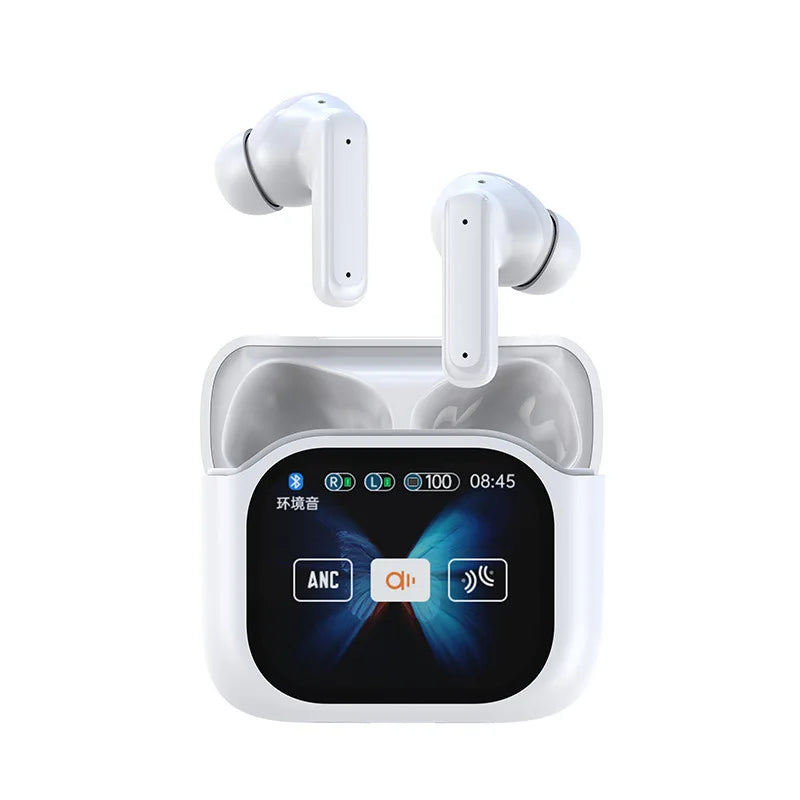 Translator Headphones 144 Languages Translation Wireless Bluetooth 5.4 Earbuds Touch Screen Noise Cancelling Business Headset