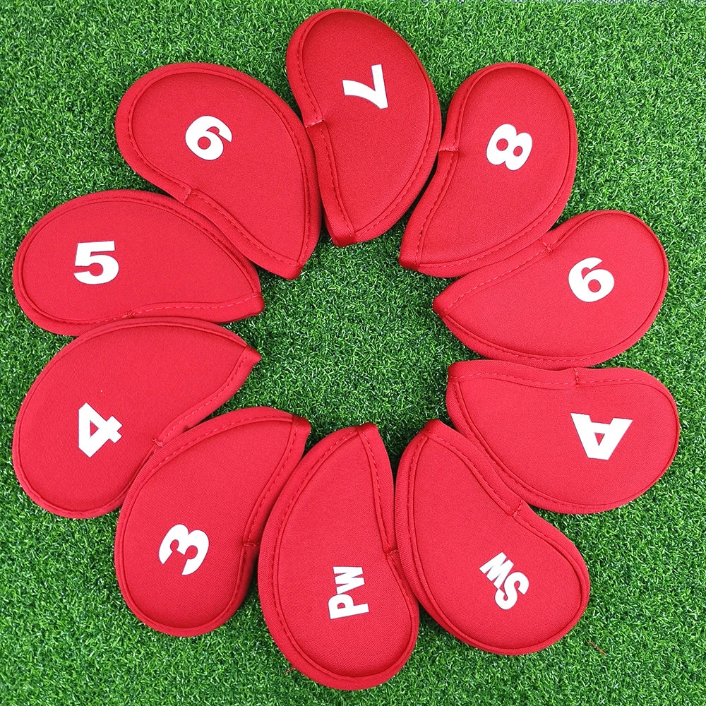 10pcs Golf Ironhead Club Covers - Durable Club protection Covers (black/red/blue) - Numbered Golf Accessories